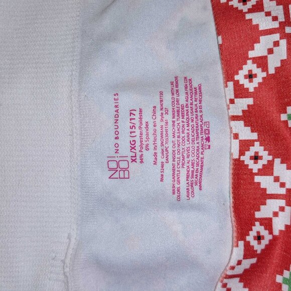 No Boundaries Seamless Christmas Leggings XL 15-17 Snowmen Trees Candy Canes Red - Picture 3 of 5